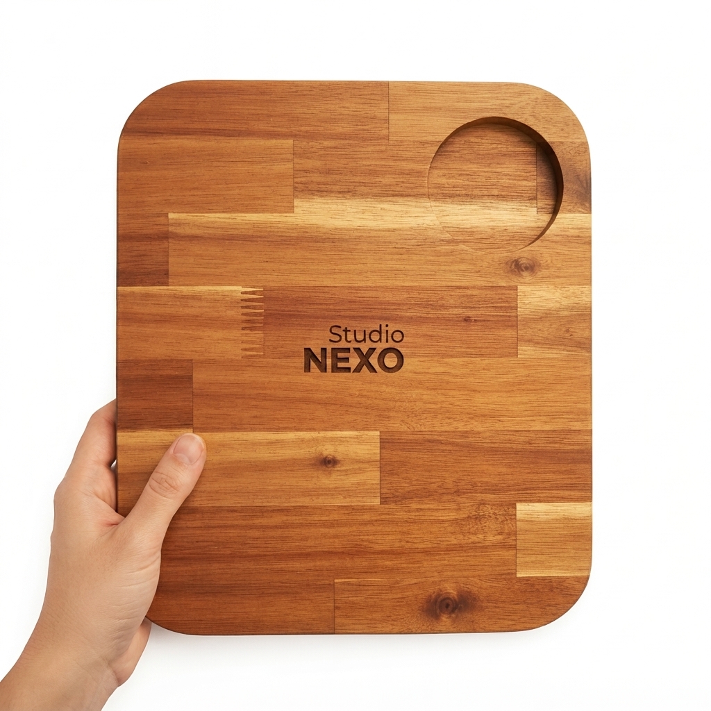 Plato de Picar Cuadrado Liso 22x22 cm en Eucalipto – Studio NEXO