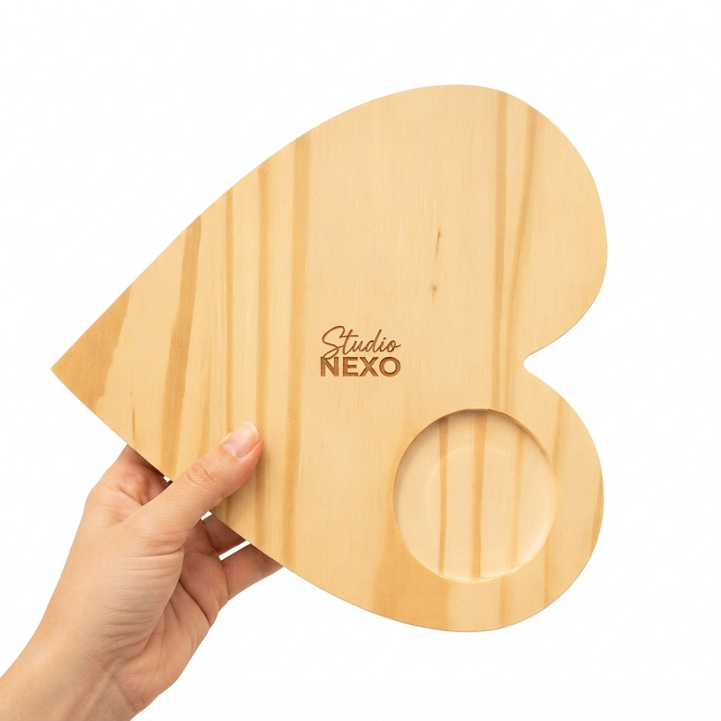 Tabla de Picada Corazón Minimalista con Cuenco - Pino