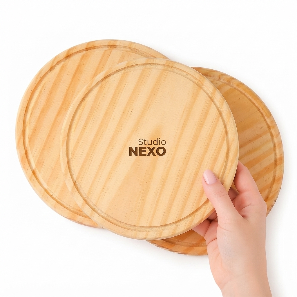 Plato Redondo de Picar 22 cm en Pino – Studio NEXO